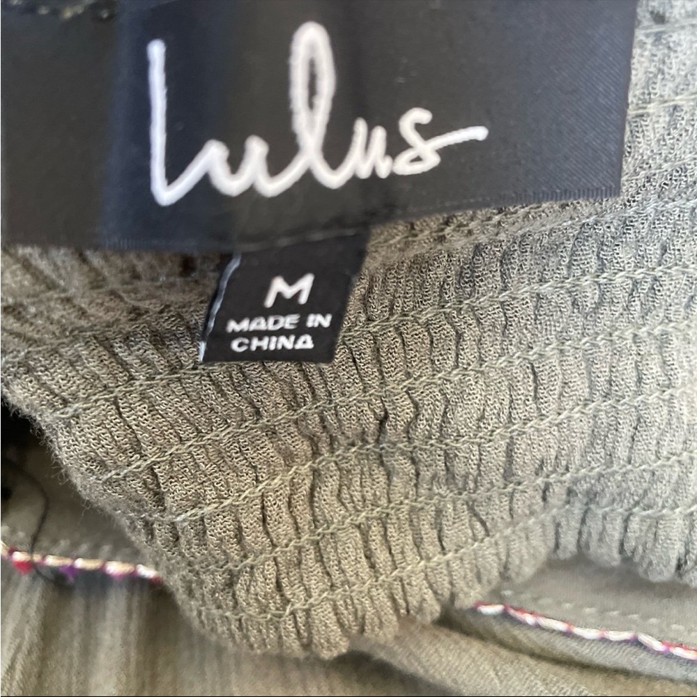 Lulu’s Embroidered Olive Green Maxi Dress M - Picture 8 of 9